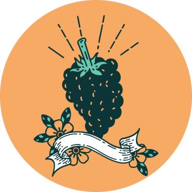 Bir insan tarafından çizilmiş bir demet üzüm dövmesi ikonu