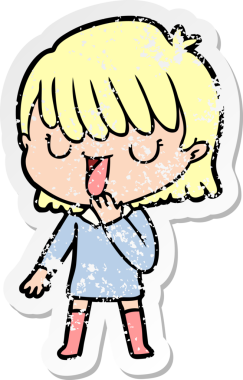 Bir insan tarafından çizilmiş karikatür bir kadının sıkıntılı çıkartması.