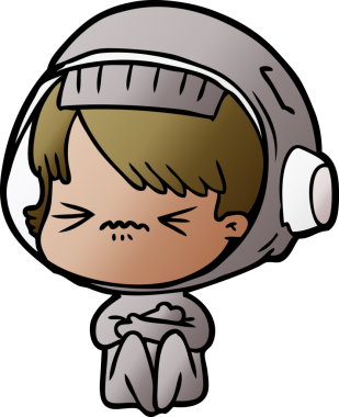 Bir insan tarafından çizilmiş astronot kadın.