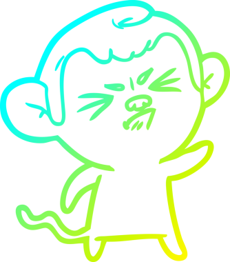 Bir insan tarafından çizilmiş kızgın bir maymunun soğuk çizgi çizimi.