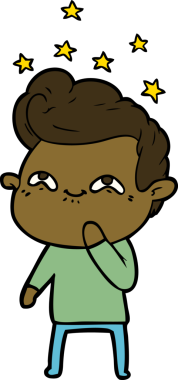 Bir insan tarafından çizilmiş heyecanlı bir çizgi film.