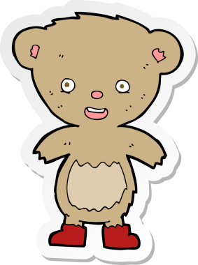 Bir insan tarafından çizilmiş oyuncak ayının çıkartması.