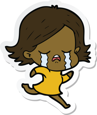 Bir insan tarafından çizilmiş bir karikatürdeki kızın ağlaması.