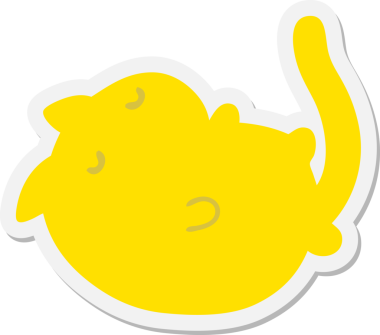 Mutlu kedi sırtında bir insan tarafından çizilmiş.