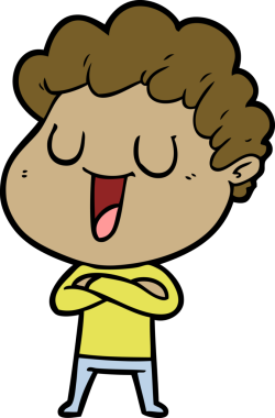 Bir insan tarafından çizilmiş gülen karikatür adam.