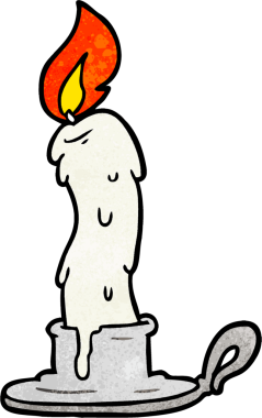 Bir insan tarafından çizilmiş ürkütücü eski bir mum.