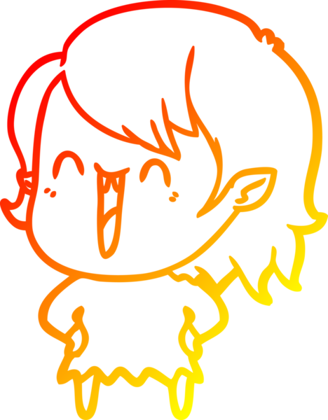 Bir insan tarafından çizilmiş sevimli, mutlu bir vampir kızın çizgi çizimi.