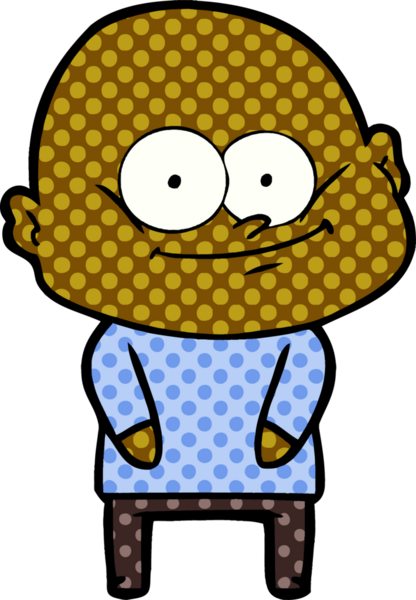 Bir insan tarafından çizilmiş kel bir adam.