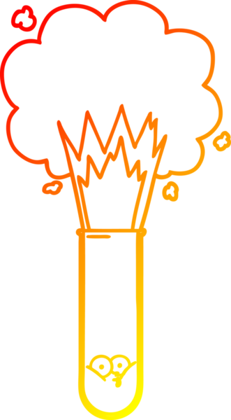 Bir insan tarafından çizilen test tüpünde patlayan kimyasalların çizgi çizimi.