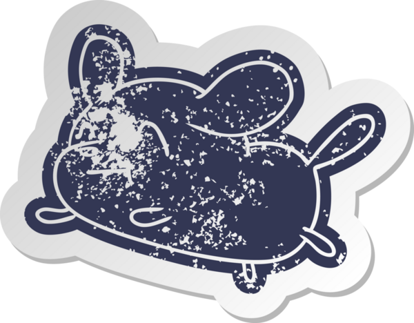 Bir insan tarafından çizilmiş sevimli bir köpeğin eski çizgi film etiketi kawaii