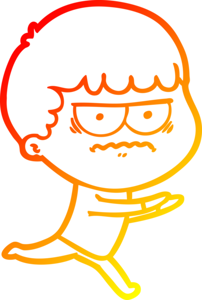 Bir insan tarafından çizilmiş, kızgın bir çizgi film karakteri.