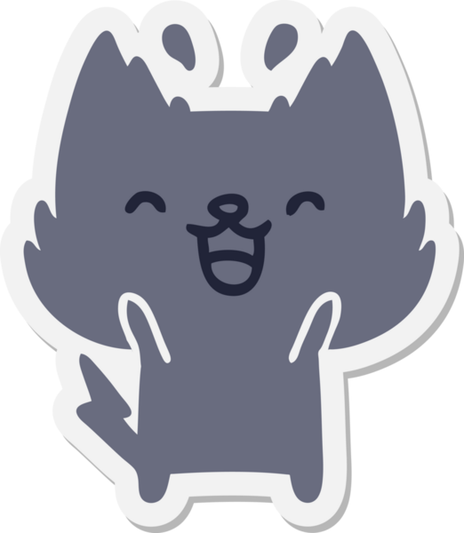 Bir insan tarafından çizilmiş korkak bir kedi çıkartması.