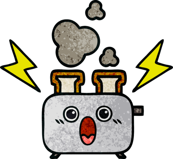 Bir insan tarafından çizilmiş bir tost makinesinin retro grunge doku karikatürü