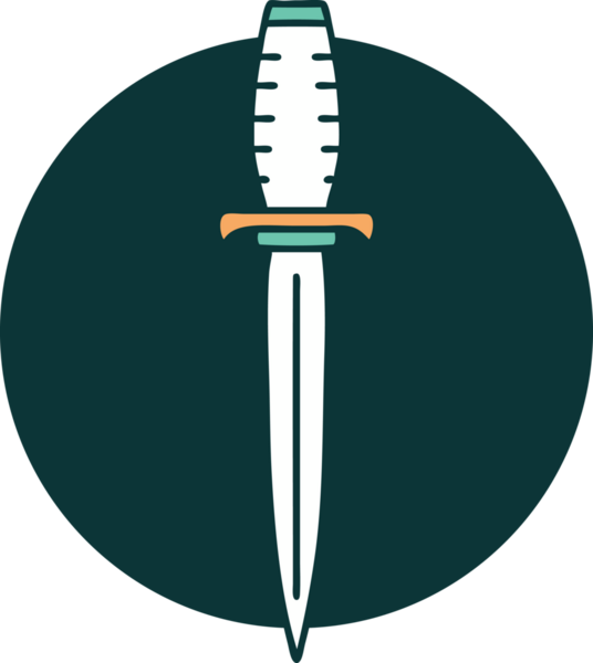 Bir insan tarafından çizilmiş bir hançerin ikonik dövme şekli