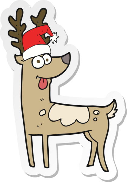 Bir insan tarafından çizilmiş çılgın ren geyiğinin çıkartması.