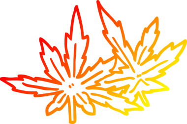 Bir insan tarafından çizilen çizgi film marihuana yapraklarının sıcak gradyan çizimi