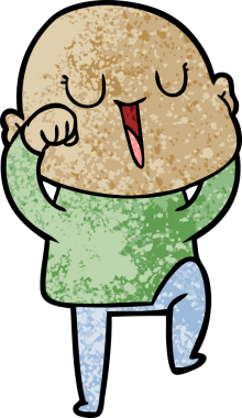 Bir insan tarafından çizilmiş mutlu, kel adam.