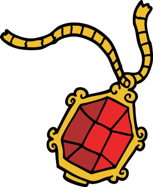 Bir insan tarafından çizilmiş karalama yakut kolye.