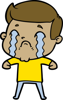 Bir insan tarafından çizilmiş ağlayan çizgi film adamı.