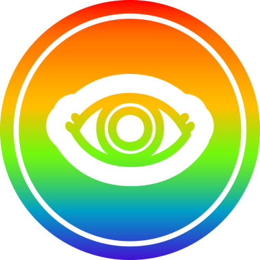 bir insan tarafından çizilmiş gökkuşağı gradyan göz dairesel simgesi