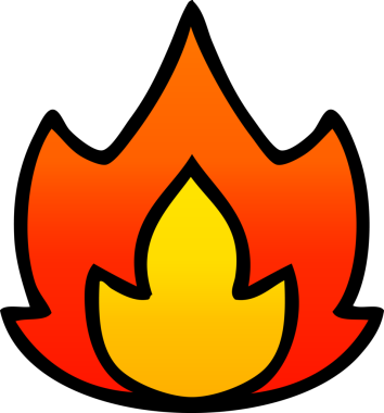 Bir insanın çizdiği ateşin gölgeli çizgi filmi.