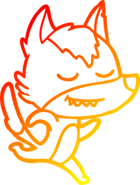 Bir insan tarafından çizilmiş dost canlısı bir kurt çizgi çizimi.