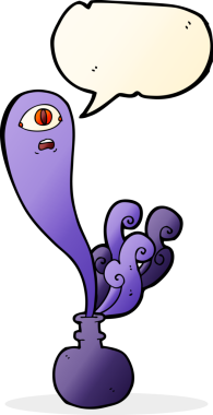 Şişede cadılar bayramı hayaleti ve bir insan tarafından çizilmiş konuşma balonu.