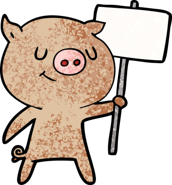 Bir insan tarafından çizilmiş mutlu çizgi film domuzu.