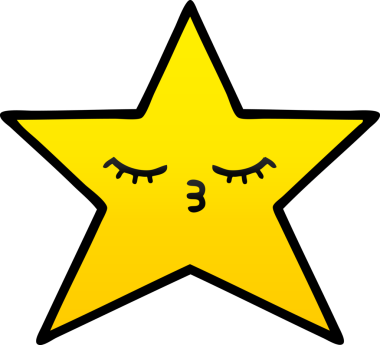 Bir insan tarafından çizilmiş altın yıldızın gölgeli karikatürü