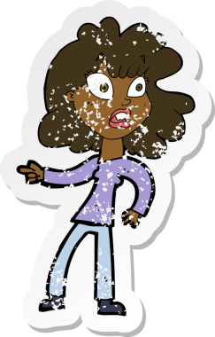 Bir insan tarafından çizilmiş endişeli bir karikatürün gerilimli çıkartması.