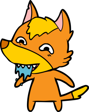 Bir insan tarafından çizilmiş tilki çizgi film karakteri