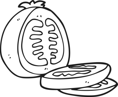 Bir insan tarafından çizilmiş siyah beyaz domates.