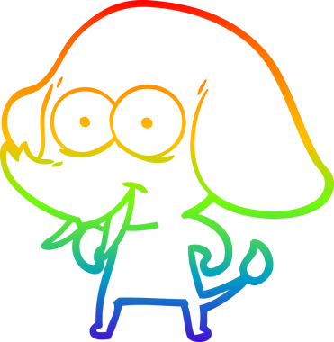 Gökkuşağı gradyanı çizimi bir insan tarafından çizilmiş mutlu bir filin çizimi