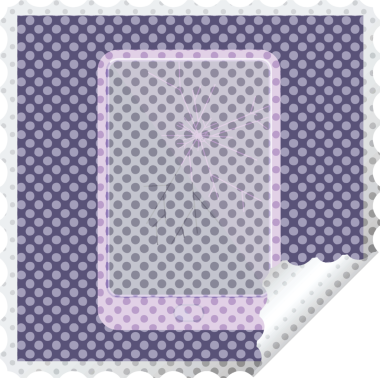 Kırık elektronik tablet vektör kare etiketi bir insan tarafından çizilmiş