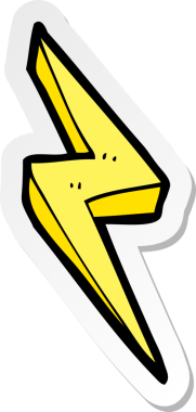 Bir insan tarafından çizilmiş karikatür yıldırım sembolü çıkartması.