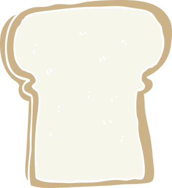 Bir insan tarafından çizilmiş düz renkli bir ekmek dilimi.