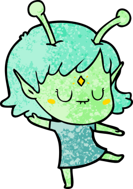 Bir insan tarafından çizilmiş uzaylı kız.