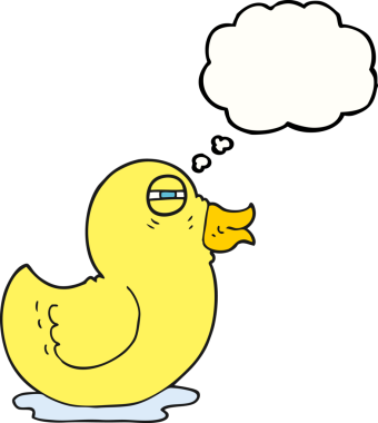 Bir insan tarafından çizilmiş serbest çizim balon karikatür plastik ördek