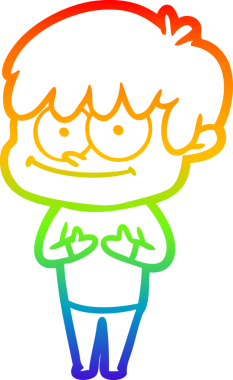 gökkuşağı gradyanı çizimi bir insan tarafından çizilmiş mutlu bir çizgi film adamı