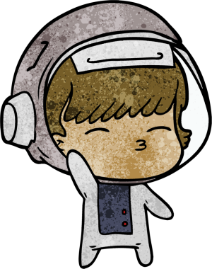 Bir insan tarafından çizilmiş meraklı astronot çizimi.