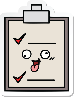 Bir insan tarafından çizilmiş şirin bir karikatür kontrol listesinin etiketi