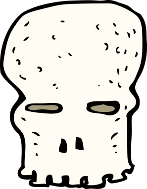 Bir insan tarafından çizilmiş ürkütücü bir kafatası.