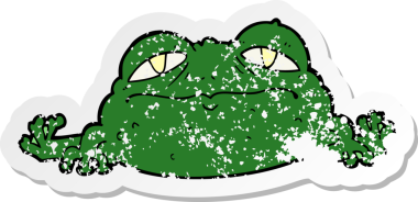 Bir insan tarafından çizilmiş çirkin bir kurbağanın sıkıntılı çıkartması.