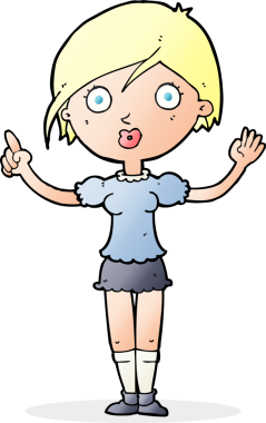 Çizgi filmdeki kız bir insan tarafından çizilmiş sorular soruyor.