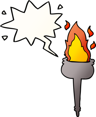 bir insan tarafından çizilmiş, düzgün eğimli konuşma baloncuklu alevli kadehler.