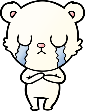 Bir insan tarafından çizilmiş ağlayan kutup ayısı çizgi filmi.