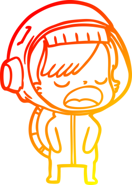 Bir insan tarafından çizilmiş bir karikatür astronot kadın çizimi.