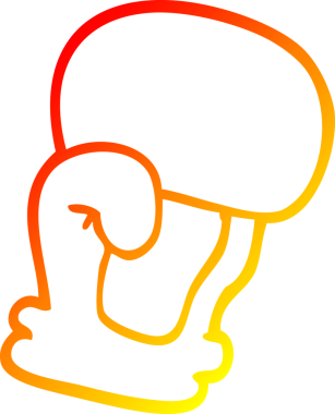 Bir insanın çizdiği çizgi film boks eldiveninin sıcak gradyan çizgisi.