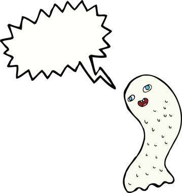 Bir insan tarafından çizilmiş komik bir çizgi film hayaleti.