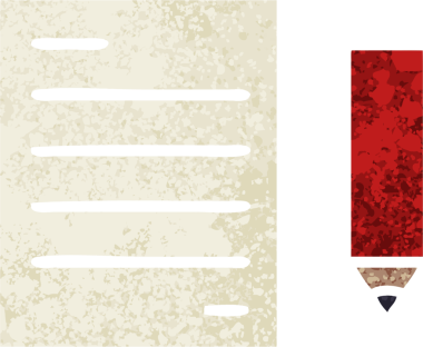 Bir insan tarafından çizilmiş kalem ve kağıdın retro illüstrasyon tarzı karikatürü